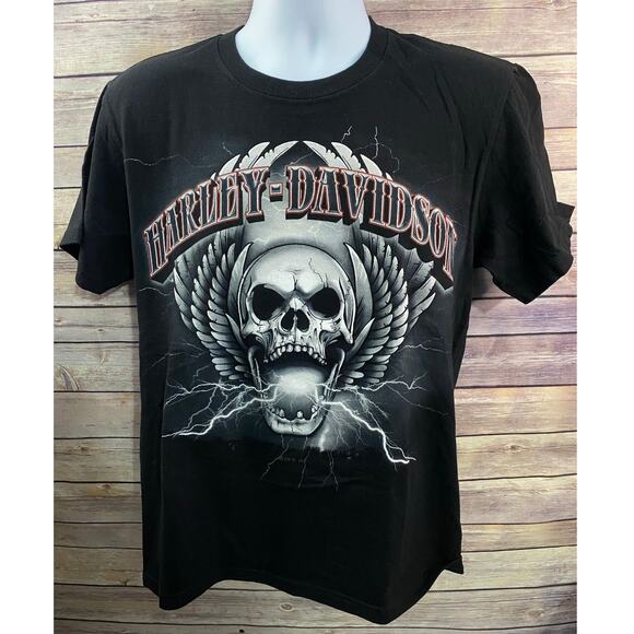 Harley-Davidson T-Shirt Size M Black Skull Graphic Scranton PA Made in USA - Picture 1 of 10